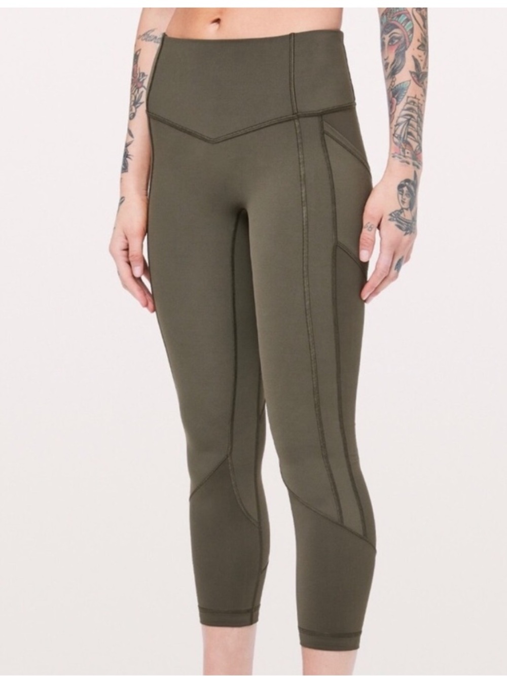 Lululemon All The Right Places Crop Pants Dark Olive Size 10 EUC